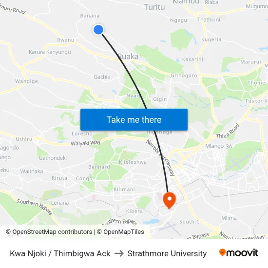 Kwa Njoki / Thimbigwa Ack to Strathmore University map