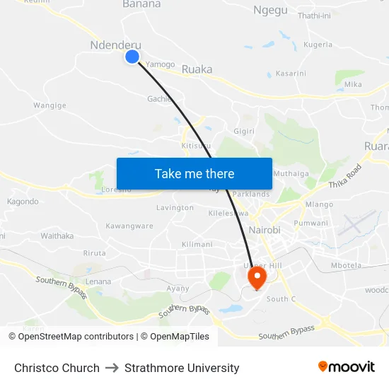 Christco Church to Strathmore University map