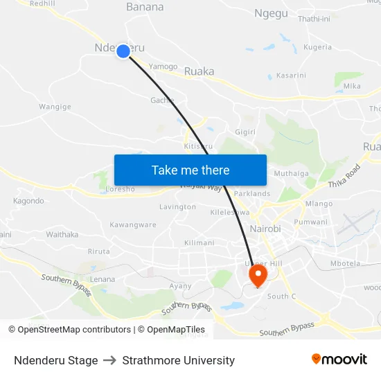 Ndenderu Stage to Strathmore University map