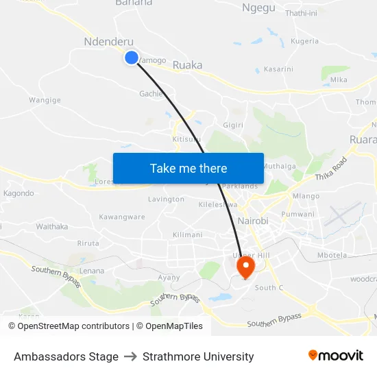Ambassadors Stage to Strathmore University map