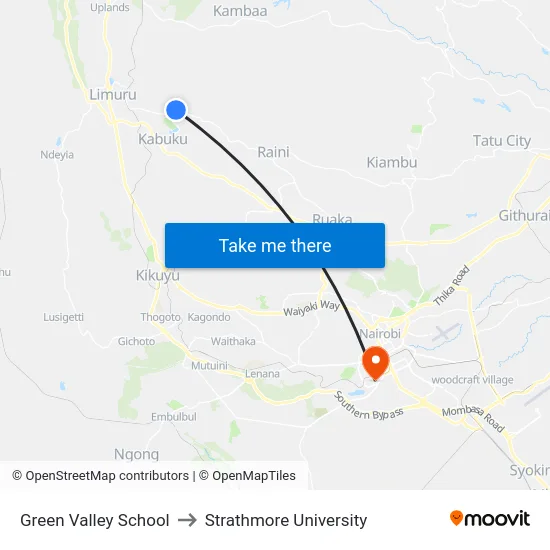 Green Valley School to Strathmore University map