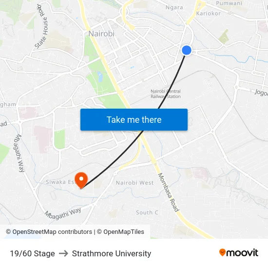 19/60 Stage to Strathmore University map