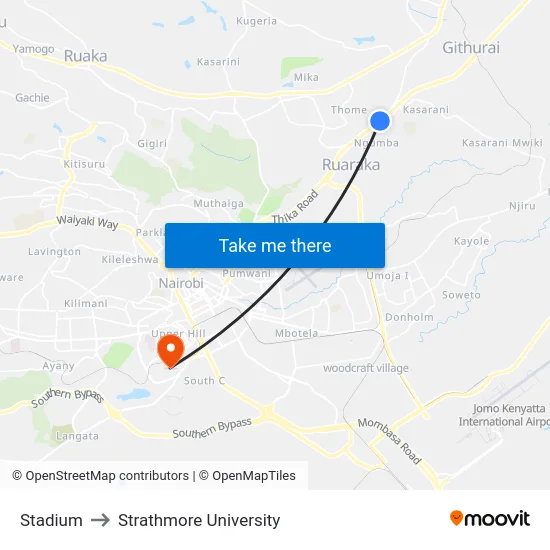 Stadium to Strathmore University map