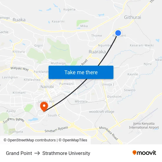 Grand Point to Strathmore University map