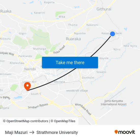 Maji Mazuri to Strathmore University map