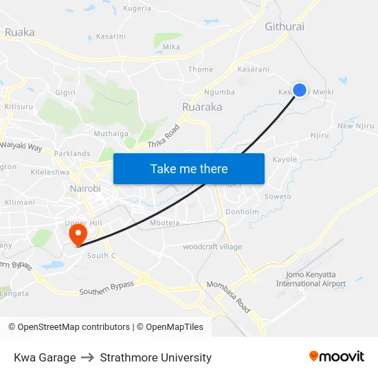 Kwa Garage to Strathmore University map