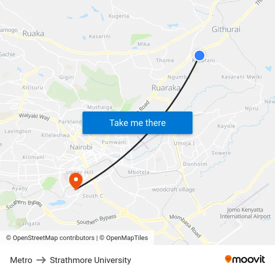 Metro to Strathmore University map