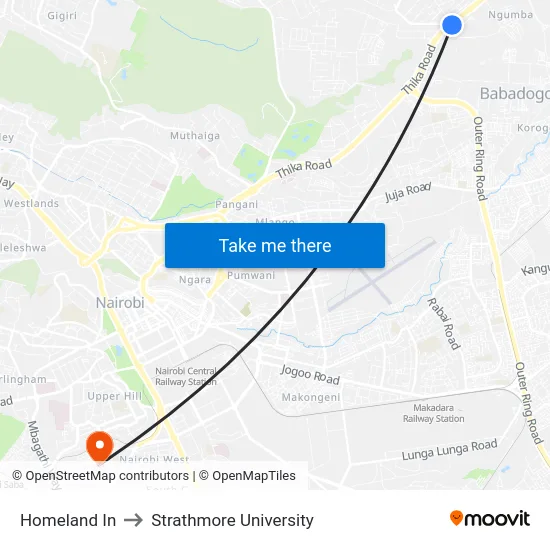 Homeland In to Strathmore University map