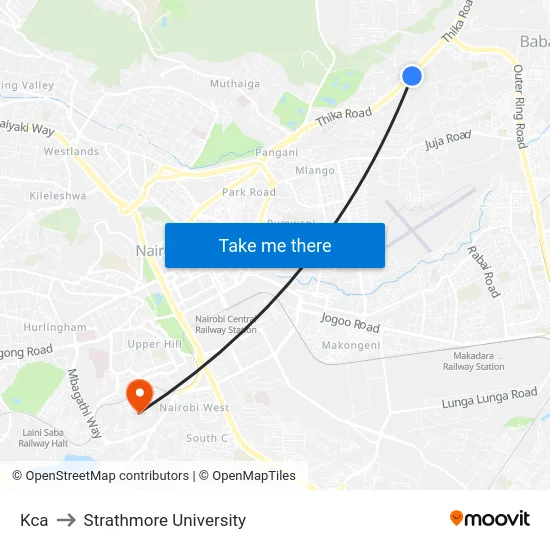 Kca to Strathmore University map