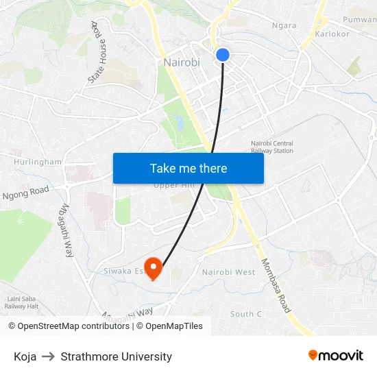 Koja to Strathmore University map