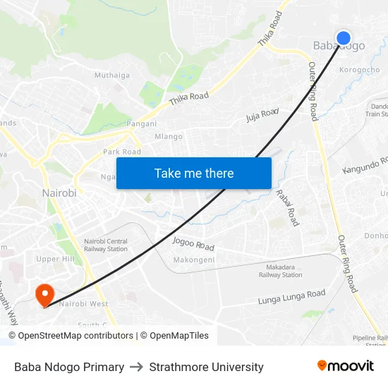 Baba Ndogo Primary to Strathmore University map