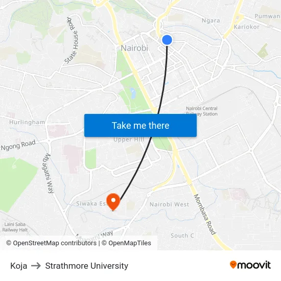Koja to Strathmore University map