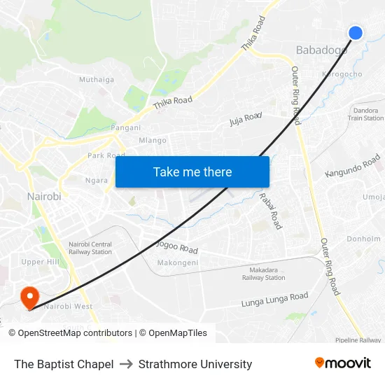 The Baptist Chapel to Strathmore University map