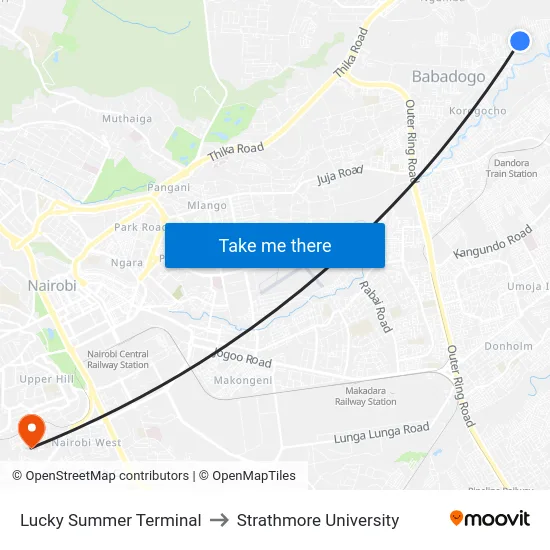 Lucky Summer Terminal to Strathmore University map