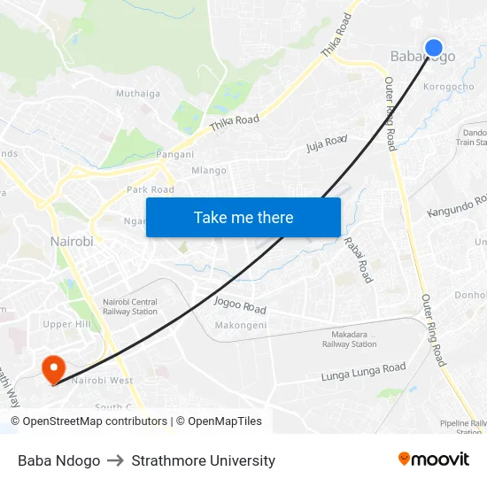 Baba Ndogo to Strathmore University map