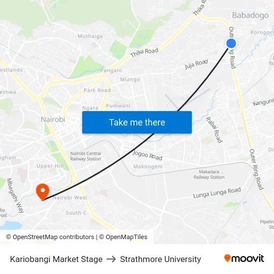 Kariobangi Market Stage to Strathmore University map