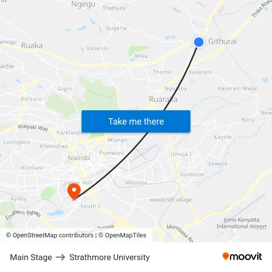 Main Stage to Strathmore University map