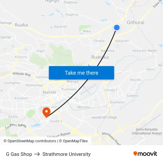 G Gas Shop to Strathmore University map