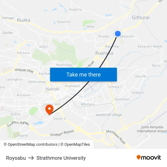 Roysabu to Strathmore University map