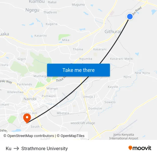 Ku to Strathmore University map