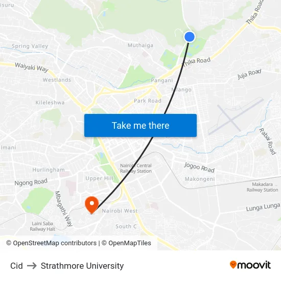 Cid to Strathmore University map