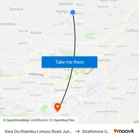 Kwa Do/Kiambu-Limuru Road Junction/Red Nova to Strathmore University map