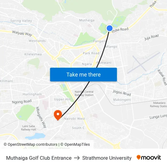Muthaiga Golf Club Entrance to Strathmore University map