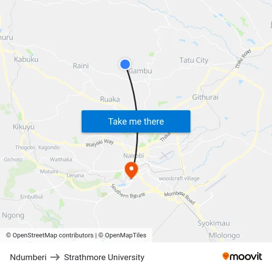Ndumberi to Strathmore University map