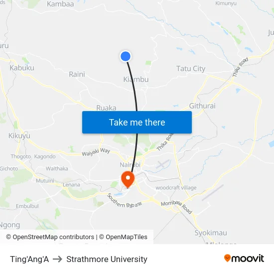 Ting'Ang'A to Strathmore University map
