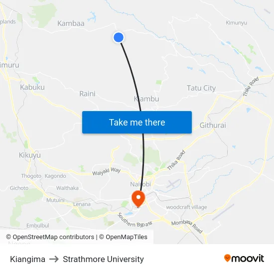 Kiangima to Strathmore University map