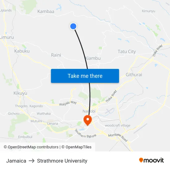 Jamaica to Strathmore University map