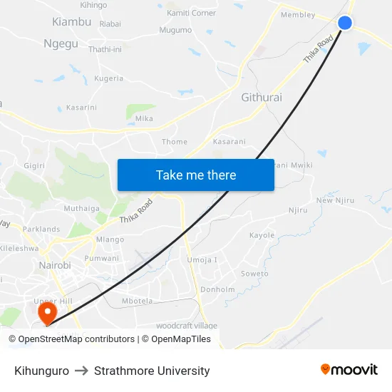 Kihunguro to Strathmore University map
