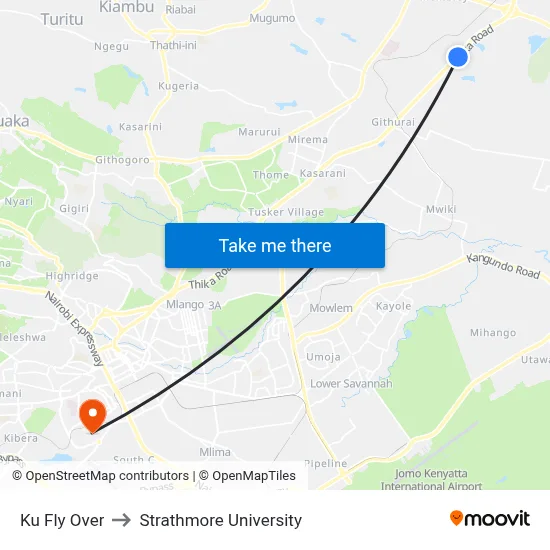 Ku Fly Over to Strathmore University map