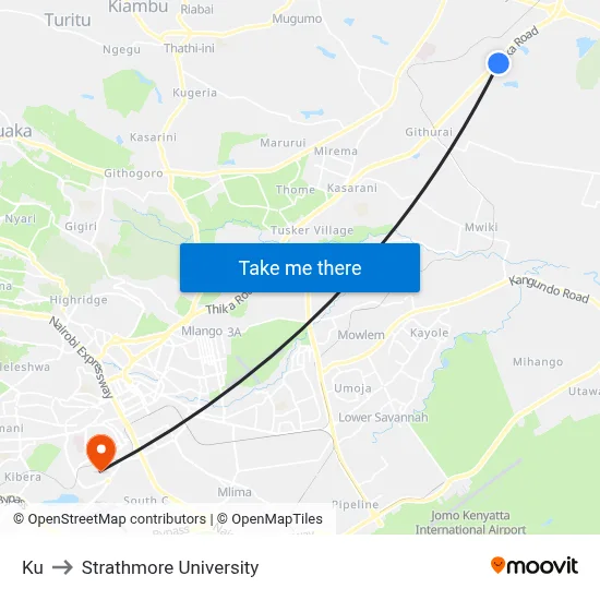 Ku to Strathmore University map