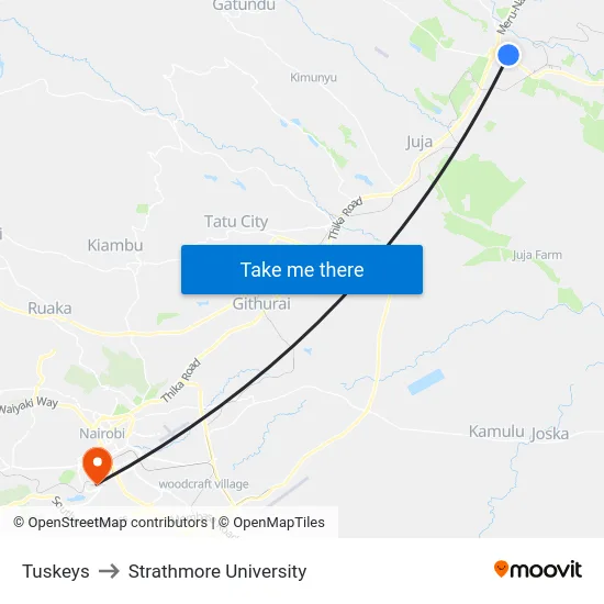 Tuskeys to Strathmore University map