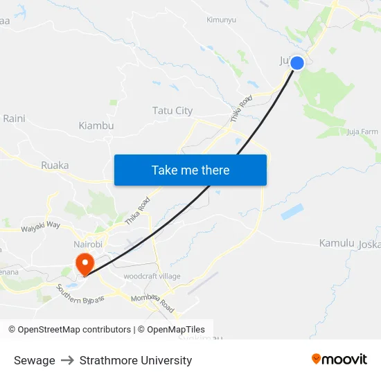 Sewage to Strathmore University map