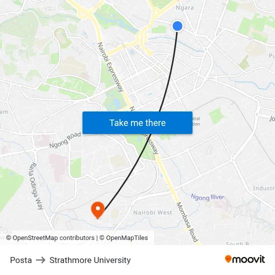 Posta to Strathmore University map