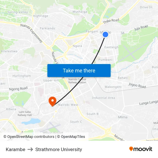 Karambe to Strathmore University map
