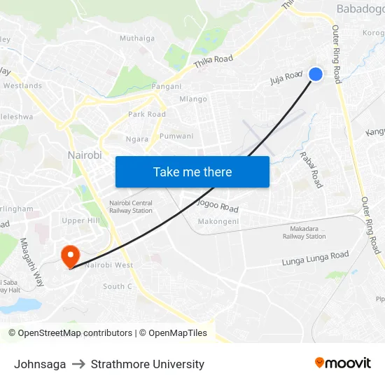 Johnsaga to Strathmore University map