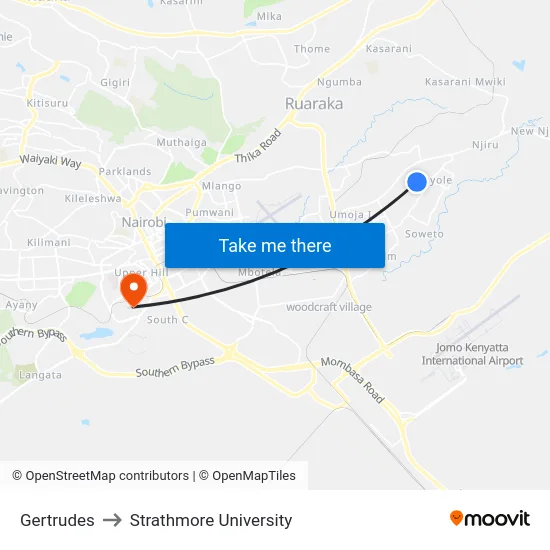 Gertrudes to Strathmore University map