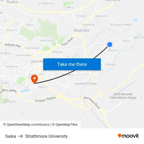 Saika to Strathmore University map
