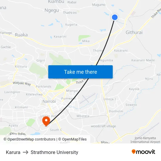 Karura to Strathmore University map