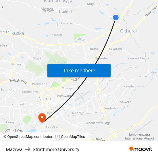 Maziwa to Strathmore University map