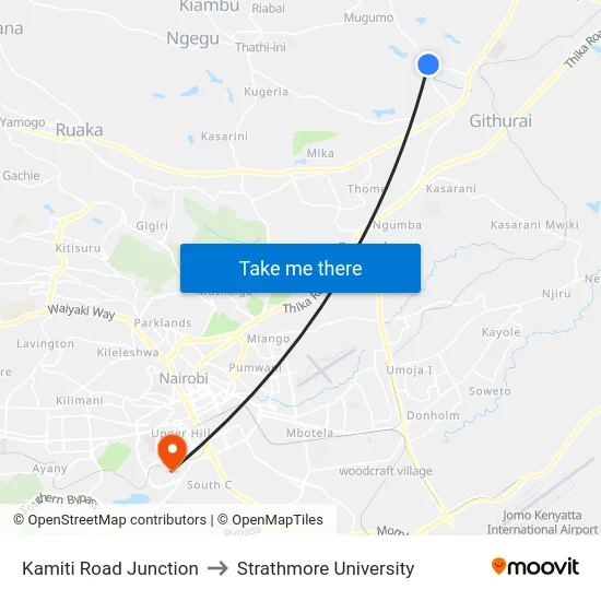Kamiti Road Junction to Strathmore University map