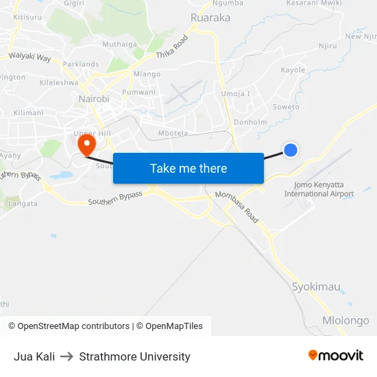 Jua Kali to Strathmore University map
