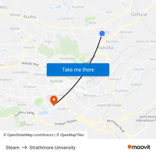 Steam to Strathmore University map