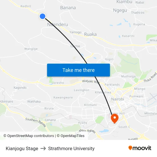Kianjogu Stage to Strathmore University map