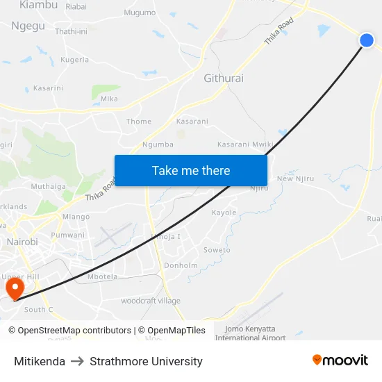 Mitikenda to Strathmore University map