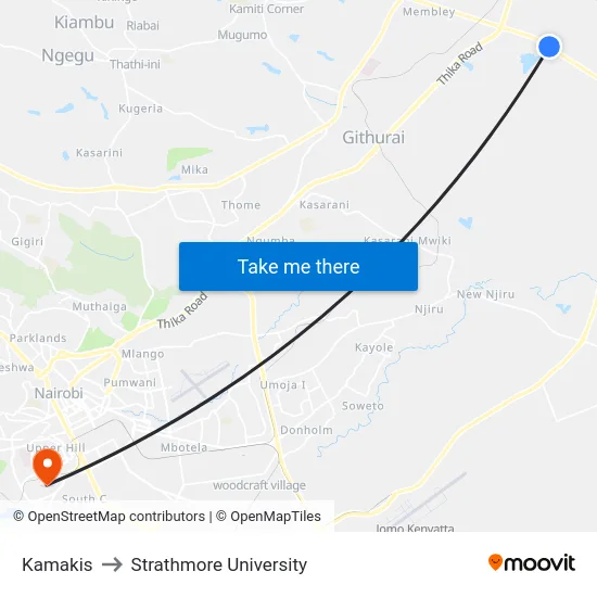Kamakis to Strathmore University map