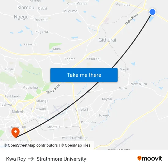 Kwa Roy to Strathmore University map